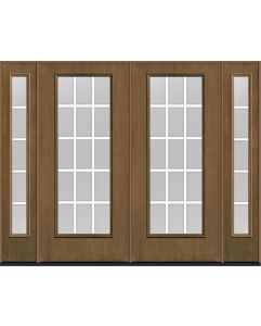 80 Clear Colonial 15 Lite Flat Bar GBG Mahogany Full Lite Fiberglass Double Door,Sidelites , WBD Impact