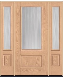 80 Chinchilla 3/4 Lite 1 Panel Oak Fiberglass Single Door,Sidelites , WBD Impact