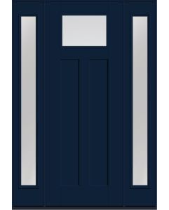 96 Low-E Craftsman Top View 2 Panel Shaker Smooth Fiberglass Single Door,Sidelites , WBD Impact