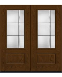 80 Axis 3/4 Lite 1 Panel Oak Fiberglass Double Doors , WBD Impact