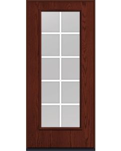 80 Low-E Colonial 10 Lite Flat Bar GBG Oak Full Lite Fiberglass Single Door , WBD Impact