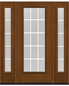 80 Low-E Colonial 15 Lite Flat Bar GBG Mahogany Full Lite Fiberglass Single Door,Sidelites , WBD Impact