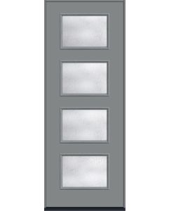 96 Rainglass Modern Pulse Ari 4-Lite Smooth Fiberglass Single Door , WBD Impact