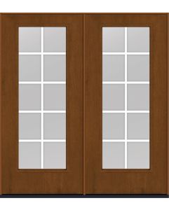 80 Clear Colonial 10 Lite Flat Bar GBG Mahogany Full Lite Fiberglass Double Doors , WBD Impact