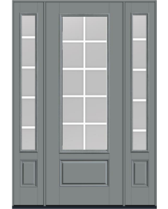 96 Low-E Colonial 10 Lite Flat Bar GBG Smooth 3/4 Lite 1 Panel Fiberglass Single Door,Sidelites , WBD Impact