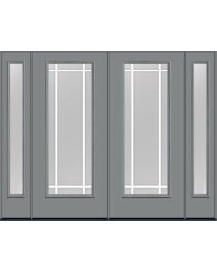 80 Clear Prairie 9 Lite Flat Bar GBG Smooth Full Lite Fiberglass Double Door,Sidelites , WBD Impact