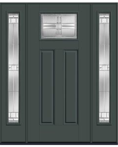 80 Saratoga Craftsman Top View 2 Panel Smooth Fiberglass Single Door,Sidelites , WBD Impact