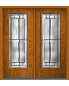 80 Saratoga Full Lite Oak Fiberglass Double Doors , WBD Impact