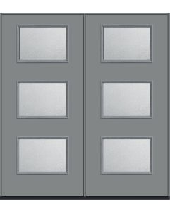 80 Granite Modern Pulse Ari 3-Lite Smooth Fiberglass Double Doors , WBD Impact
