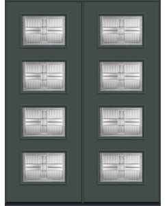 96 Saratoga Modern Pulse Ari 4-Lite Smooth Fiberglass Double Doors , WBD Impact