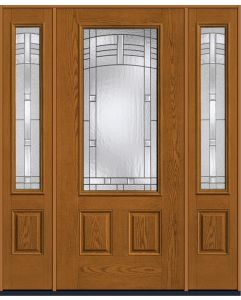 80 Maple Park 3/4 Lite 2 Panel Oak Fiberglass Single Door,Sidelites , WBD Impact