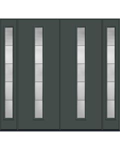 96 Axis Modern Pulse Linea Centered Smooth Fiberglass Double Door,Sidelites , WBD Impact