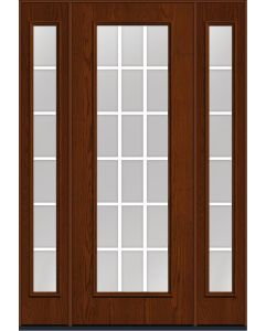 96 Clear Colonial 18 Lite Flat Bar GBG Oak Full Lite Fiberglass Single Door,Sidelites , WBD Impact