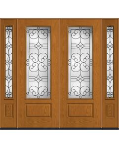 96 Salinas 3/4 Lite 1 Panel Oak Fiberglass Double Door,Sidelites , WBD Impact