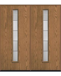 80 Axis Modern Pulse Linea Centered Oak Fiberglass Double Doors , WBD Impact
