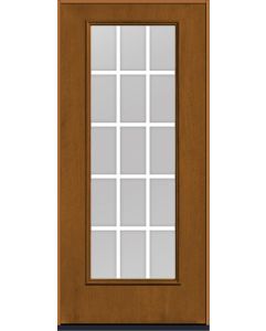 80 Low-E Colonial 15 Lite Flat Bar GBG Mahogany Full Lite Fiberglass Single Door , WBD Impact