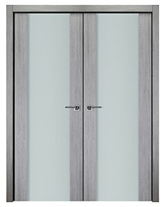 Italia Vetro, Laminated Glass Light Grey 01, Prefinished Interior Double Door