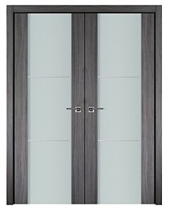 Italia Vetro, Laminated Glass Swiss Elm 2H, Prefinished Interior Double Door