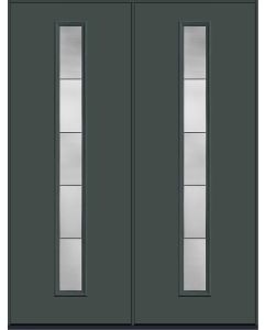 96 Axis Modern Pulse Linea Centered Smooth Fiberglass Double Doors , WBD Impact