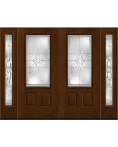 80 Wellesley 3/4 Lite 2 Panel Mahogany Fiberglass Double Door,Sidelites , WBD Impact