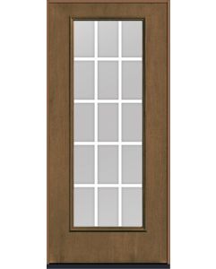 80 Clear Colonial 15 Lite Flat Bar GBG Mahogany Full Lite Fiberglass Single Door , WBD Impact