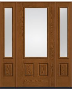 80 Clear 3/4 Lite 2 Panel Oak Fiberglass Single Door,Sidelites , WBD Impact