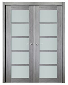 Italia French 5-Lite, Light Grey Prefinished Interior Double Door