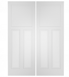 203E Wood 3 Panel  Arts and Crafts Craftsman Ovolo Double Interior Door