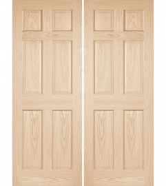 2060 Wood 6 Panel  Transitional Ovolo Double Interior Door