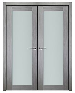 Italia French 1-Lite, Light Grey Prefinished Interior Double Door
