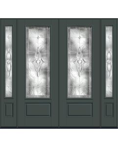 96 Wellesley 3/4 Lite 1 Panel Smooth Fiberglass Double Door,Sidelites , WBD Impact
