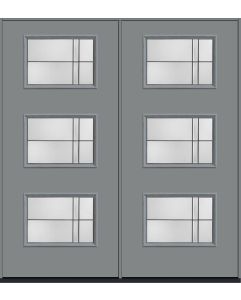 80 Axis Modern Pulse Ari 3-Lite Smooth Fiberglass Double Doors , WBD Impact