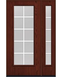 80 Clear Colonial 10 Lite Flat Bar GBG Oak Full Lite Fiberglass Single Door,Sidelite , WBD Impact