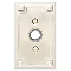 Brass Doorbell Button with Arts & Crafts Rosette