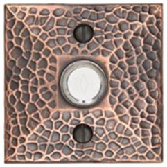 Brass Doorbell Button with Hammered Rosette