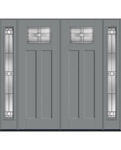 96 Saratoga Craftsman Top View 2 Panel Shaker Smooth Fiberglass Double Door,Sidelites , WBD Impact