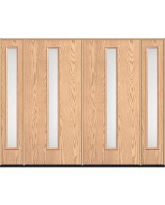 80 Satin Etch Modern Pulse Linea Centered Oak Fiberglass Double Door,Sidelites , WBD Impact
