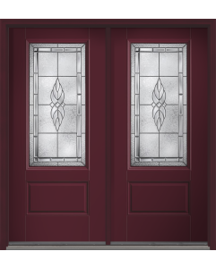 80 Kensington 3/4 Lite 1 Panel Smooth Fiberglass Double Doors , WBD Impact