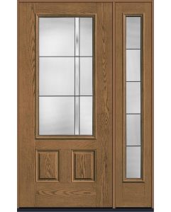80 Axis 3/4 Lite 2 Panel Oak Fiberglass Single Door,Sidelite , WBD Impact