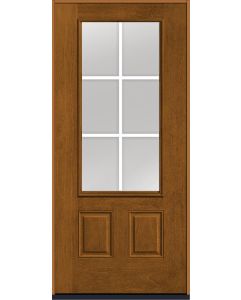 80 Low-E Colonial 6 Lite Flat Bar GBG Mahogany 3/4 Lite 2 Panel Fiberglass Single Door , WBD Impact