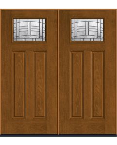80 Maple Park Craftsman Top View 2 Panel Mahogany Fiberglass Double Doors , WBD Impact