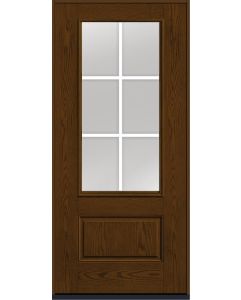 80 Low-E Colonial 6 Lite Flat Bar GBG Oak 3/4 Lite 1 Panel Fiberglass Single Door , WBD Impact