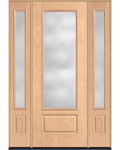 96 Rainglass 3/4 Lite 1 Panel Oak Fiberglass Single Door,Sidelites , WBD Impact