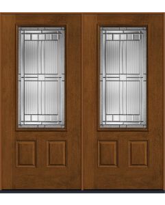 80 Saratoga 3/4 Lite 2 Panel Mahogany Fiberglass Double Doors , WBD Impact