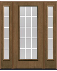 80 Clear Colonial 15 Lite Flat Bar GBG Mahogany Full Lite Fiberglass Single Door,Sidelites , WBD Impact