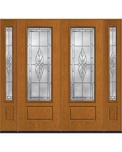 96 Kensington 3/4 Lite 1 Panel Oak Fiberglass Double Door,Sidelites , WBD Impact