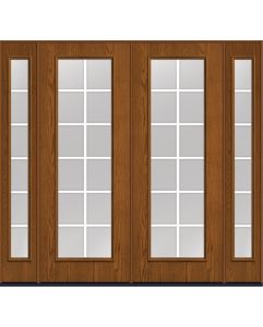 96 Clear Colonial 12 Lite Flat Bar GBG Oak Full Lite Fiberglass Double Door,Sidelites , WBD Impact