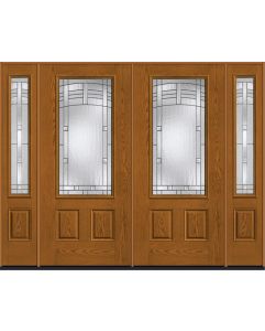 80 Maple Park 3/4 Lite 2 Panel Oak Fiberglass Double Door,Sidelites , WBD Impact