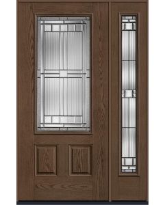 80 Saratoga 3/4 Lite 2 Panel Oak Fiberglass Single Door,Sidelite , WBD Impact
