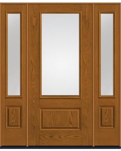 80 Clear 3/4 Lite 1 Panel Oak Fiberglass Single Door,Sidelites , WBD Impact